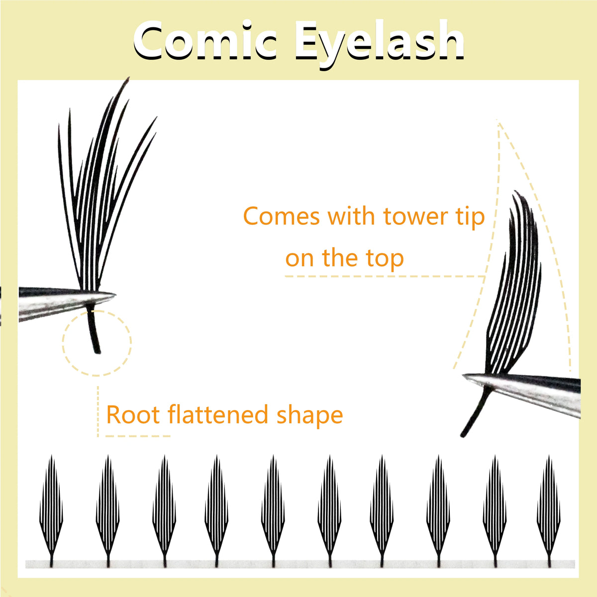 Anime Spire Eyelash Extension Feather Shape C/D Curl Premade Fans Tower Lashes Soft Lightweight Manga Effect False Lashes Makeup