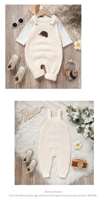 Baby Girls Boys Rompers Cute Hedgehog Knitted Newborn Sleeveless Sunsuits Jumpsuits 0-18m Infant Unisex Overalls Toddler Costume