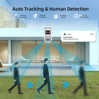 Hiseeu 4K 8MP Wifi Surveillance Camera Dual Lens 4X Digital Zoom AI Human Detect ONVIF Wireless Outdoor Security PTZ IP Cameras