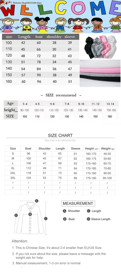 2026 Family Matching Hoodie Ears Castle Print Women Men Kids Multicolor Sweatshirt Land Trip Pullover
