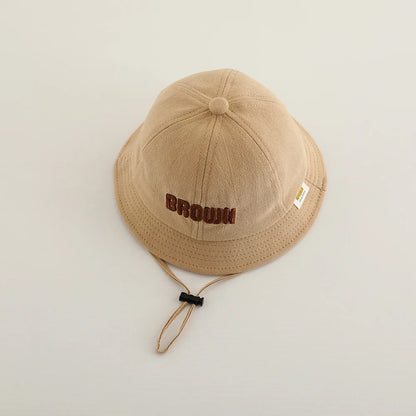 New Embroidered Letter Baby Bucket Hats Spring Sunhat Fishing Hat Sunshade Visor Boy Girl Outdoor Fashion Beach Cap For 6-24M