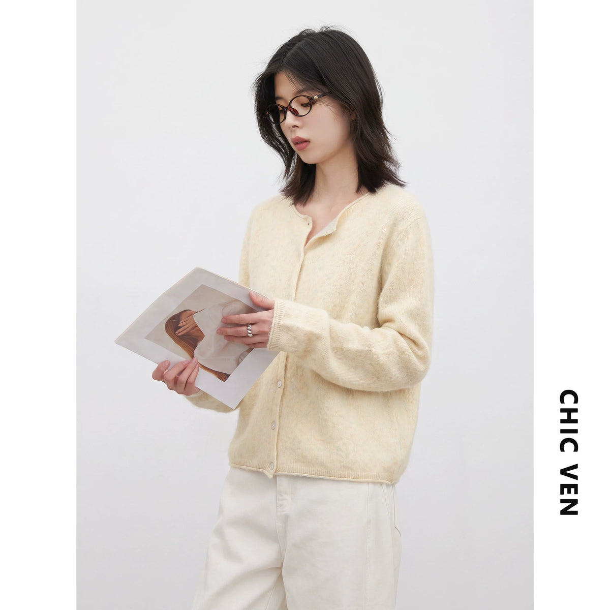 CHIC VEN New Women Knitted Cardigan Solid Long Sleeved Single-breasted Loose Casual Oversize Female Sweater Autumn Winter 2026