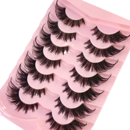 NEW 7pairs 8D Mink Lashes Natural Short False Eyelashes Mink Eyelashes 3D Mink Lashes Wispy HandMade Full Strip Lashes  Makeup