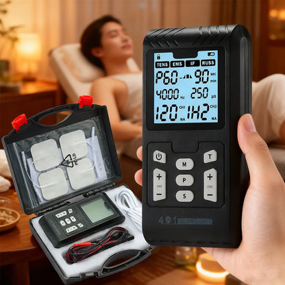 4-in-1 Electric Muscle Stimulator EMS Interferential High-Frequency Physiotherapy Device Electrostimulator for Muscle Relaxation