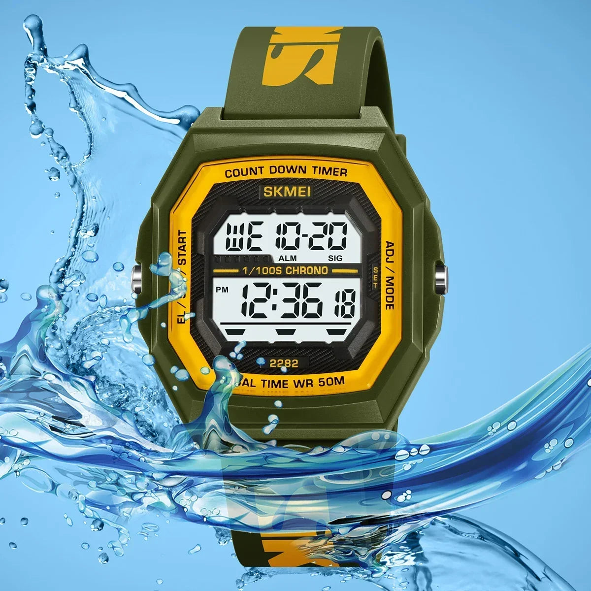 SKMEI 2282 Watches For Men Women 5Bar Waterproof Stopwatch Countdown Wristwatches Reloj Hombre Fashion Digital Sport Electronic