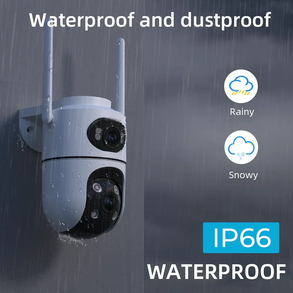 8MP Dual Lens WiFi PTZ Camera Outdoor Security Camera 4MP+4MP Wireless CCTV IP Camera Smart Home Surveillance Night Vision AI De