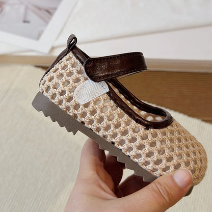 Spring Girl's Casual Shoes Mesh Hook-loop Chic Daily Kid's Flat Shoe Solid Colors Anti-slip Breathable Light Comfy Children Shoe