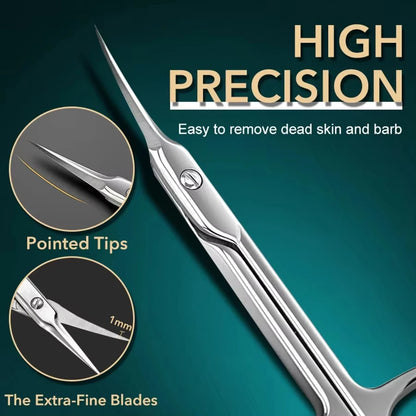 Professional Russian Manicure Scissors Cuticle Regrowth Cut Curved Tip Nail Pedicure Grooming Stainless Steel Dead Skin Remover