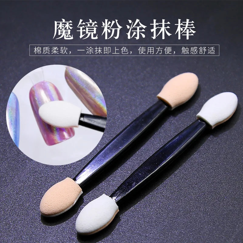 10/30/50/200/500/1000pcs Double Ended Sponge Nail Art Powder Brush Multifunctional Eyeshadow Brush Portable Makeup Manicure Tool