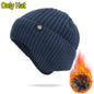Outdoor Men Winter Knitted Hat Plush Warmth Peaked Cap Earmuff Casual Fashion Faux Fur Lined Bomber Hats Cycling Ear Protection