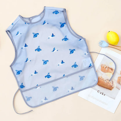 1 Pc 100%Polyester Waterproof Baby Bibs for Infant Toddler Cute Sleeveless Feeding Apron Bib Meal Burp Cloths