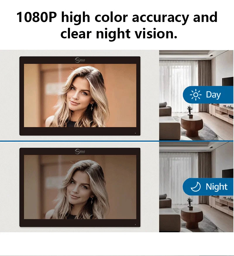 ANJIELO Tuya WiFi 5-in-1 Fingerprint Unlocking Video Intercom System, Suitable For Homes, With 1080P HD Security Protection