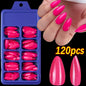 120Pcs Red Short Square Fake Nails Summer Glossy Full Cover Press on Nailtip Acrylic False Fingertip for Women Mother's Day Gift