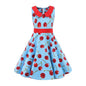 LPATTERN Girls' Vintage Rockabilly Dress Party Retro Polka Dot Floral Pattern A-line Dresses Pleated Skirt Knee-Length for 4-10Y