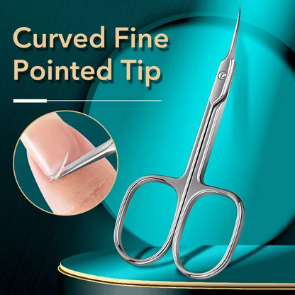 Professional Russian Manicure Scissors Cuticle Regrowth Cut Curved Tip Nail Pedicure Grooming Stainless Steel Dead Skin Remover