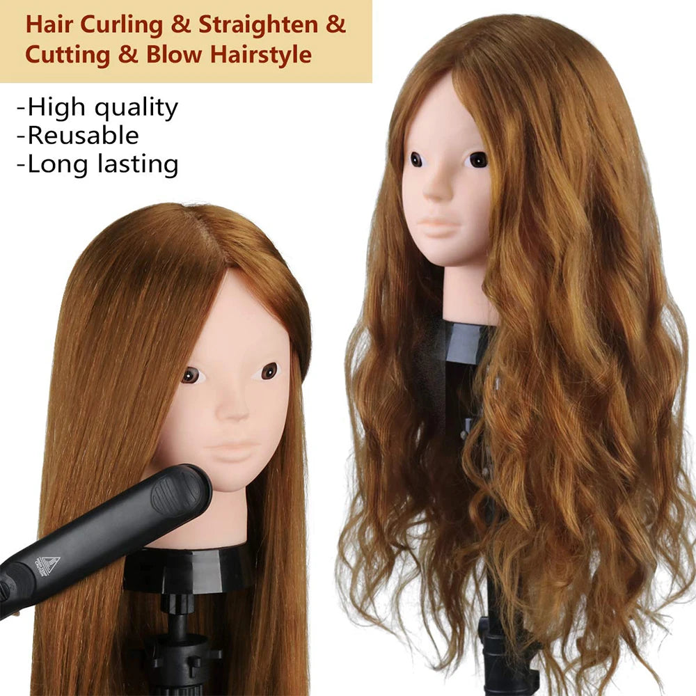 85% Real Human Hair Mannequin Head Without Make-up Professional Hairdressing Training Head For Hair Styling Braid Curl Cut DIY