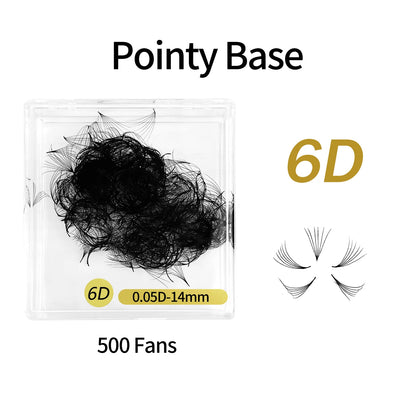ABONNIE 500 Fans Loose Fan 6D-20D Pointy Base Premade Fans Sharp Thin Slim Medium Stem Volume Russian Eyelashes Extensions