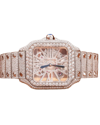 Moissanite Full White Gold Diamond Watch Skeleton Dial Quartz Watches for Export Sale Hip Hop Diamond Watch For Men's