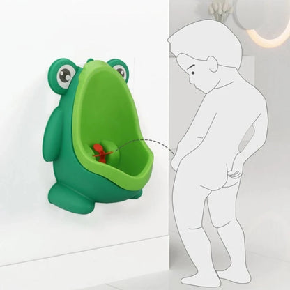Boys Potty Training Urinal, Frog Design with Spinning Aim Target, Wall Mount Standing Pee Trainer for Toilet, Easy Clean