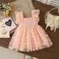 Baby Girl Dress Fashion Daisy Print Mesh Princess Dress Soft Comfortable Baby Outing Dress Girl Pink Birthday Gift