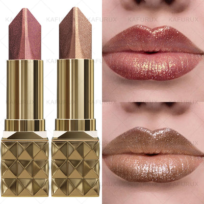 2pcs Glitter Shiny Metallic Two Tone Lipstick Matte Sexy Red Pearlescent Lip Tint,Long Lasting Lip Senior Lip Korean Makeup Gifts Lip Gloss Cosmetic  Beauty