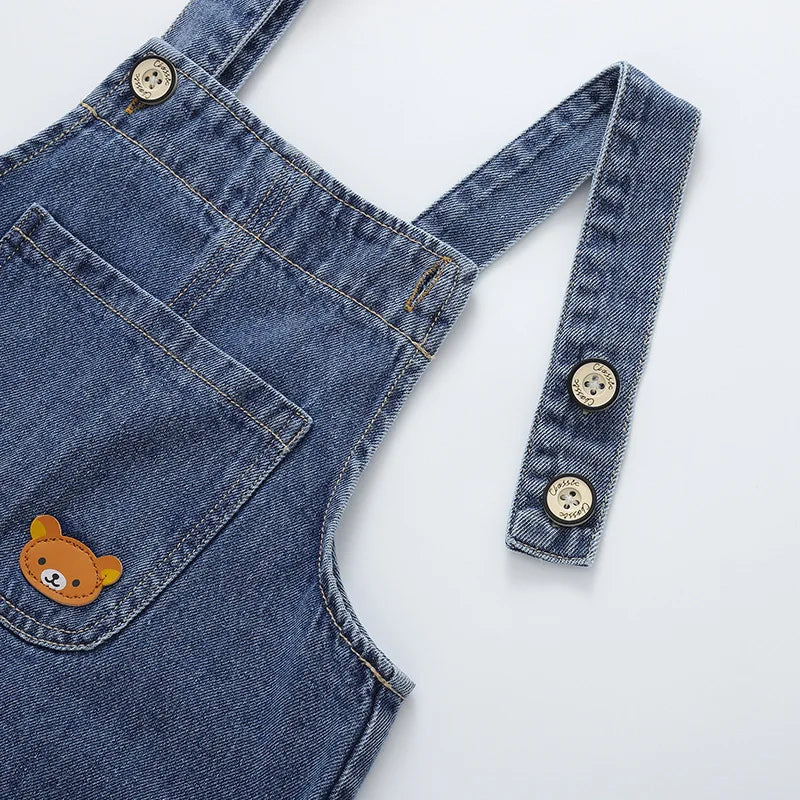 2024 Fashion Spring Autumn Kids Jumpsuit Boys Girls Cartoon Denim Bib Pants Children Trousers Fashion Toddler Casual 0-5Y