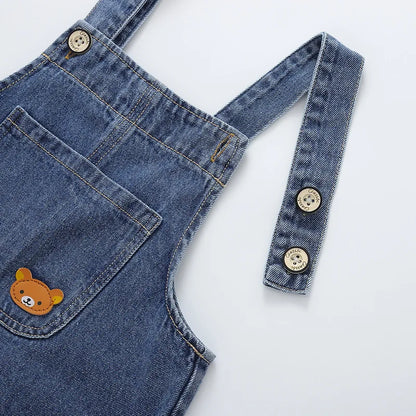 2024 Fashion Spring Autumn Kids Jumpsuit Boys Girls Cartoon Denim Bib Pants Children Trousers Fashion Toddler Casual 0-5Y
