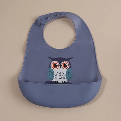 Customize Cartoon Animal Silicone Baby Bib with Name & Pattern Food-Grade Solid Feeding Bib DZ31