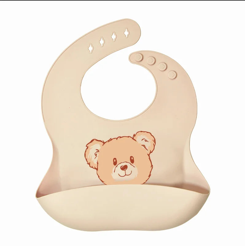 Customize Cartoon Animal Silicone Baby Bib with Name & Pattern Food-Grade Solid Feeding Bib DZ31