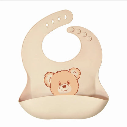 Customize Cartoon Animal Silicone Baby Bib with Name & Pattern Food-Grade Solid Feeding Bib DZ31