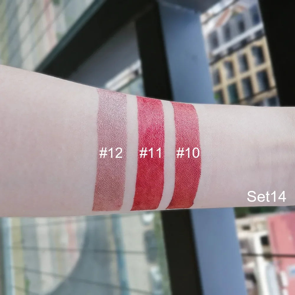 DNM 3PCS Liquid Lipstick Sets Waterproof Matte Black Blue Purple Blue Sexy Lip Gloss Long Lasting Nude Lip Tint Stain Makeup Kit