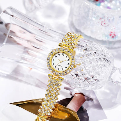 2PCS Luxury Rhinestone Women Watch Bracelet Set Fashion Ladies Quartz Wristwatches Relogio Feminino Reloj Mujer