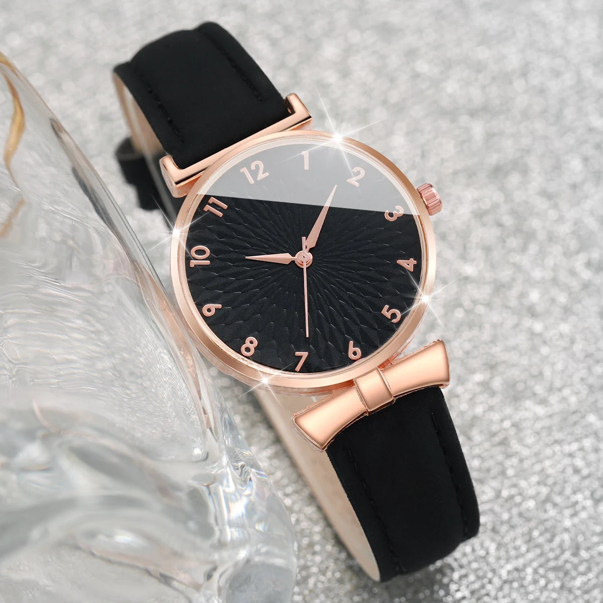 6pcs/set Ladies' belt watch, student ins style Korean version, simple temperament, light luxury, niche with calendar quartz