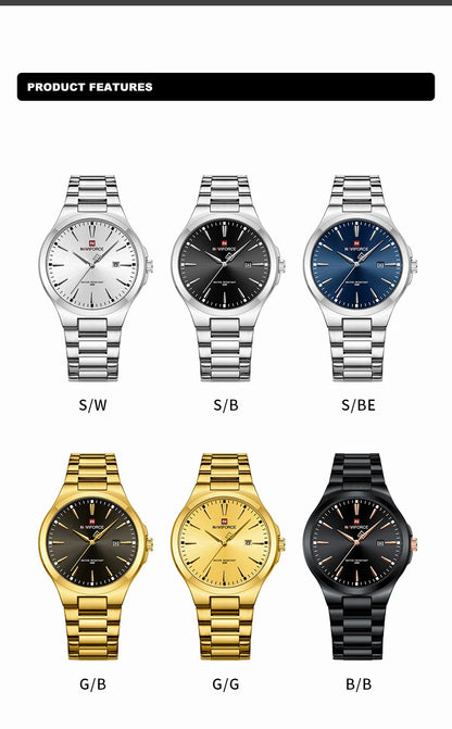 NAVIFORCE Trend Watch for Men Casual Date Display Waterproof Quartz Military Stainless Steel Strap Man Watches Relogio Masculino