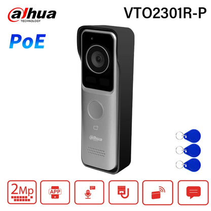 Dahua 2MP PoE Doorbell Camera HD Night Vision Video Intercom APP Remote unlock IP65 IP Villa Door Station Web config VTO2301R-P