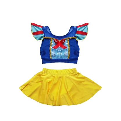 Fairy Tale Princess Swimsuit for Girls Elsa Anna Snow White Swimwear Belle Child Kids Toddler 2-8Y Bathing Suit with Skirt