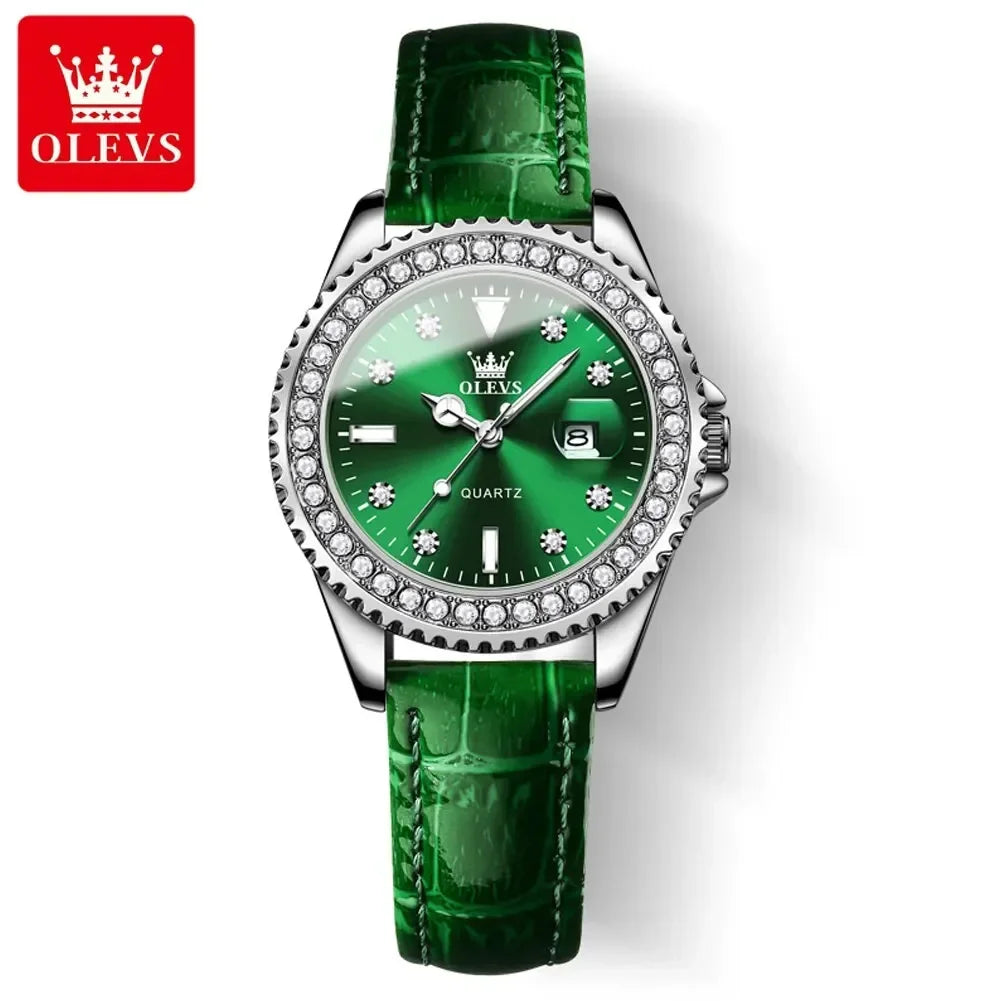 OLEVS 9945 Luxury Diamond Stainless Steel Quartz Watch for Women Elegant Ladies Waterproof Sport Women's Wristwatch Reloj Mujer