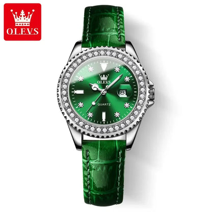 OLEVS 9945 Luxury Diamond Stainless Steel Quartz Watch for Women Elegant Ladies Waterproof Sport Women's Wristwatch Reloj Mujer