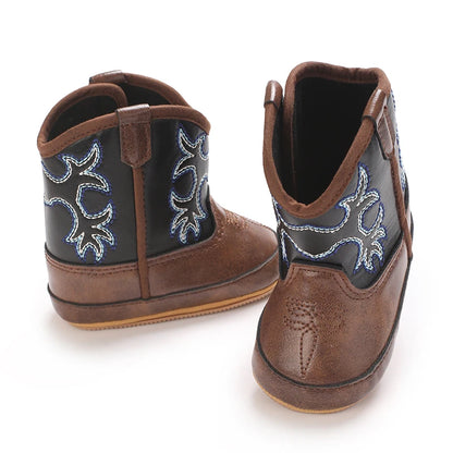 Western Cowboy Princess Baby Boots 0-18M Infant Pre-Walker Shoes Soft Sole Embroidered Footwear for Newborn Girls