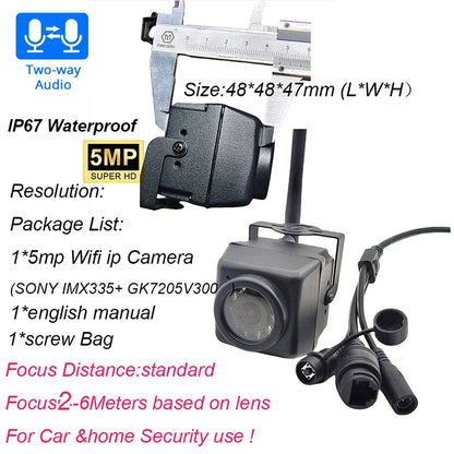 Camhi 2MP 5MP Mini Waterproof IP67 TF Card Slot 940NM IR Night Vision IP Camera Wifi Outdoor For Car Vehicle Fleet&Bird Nest