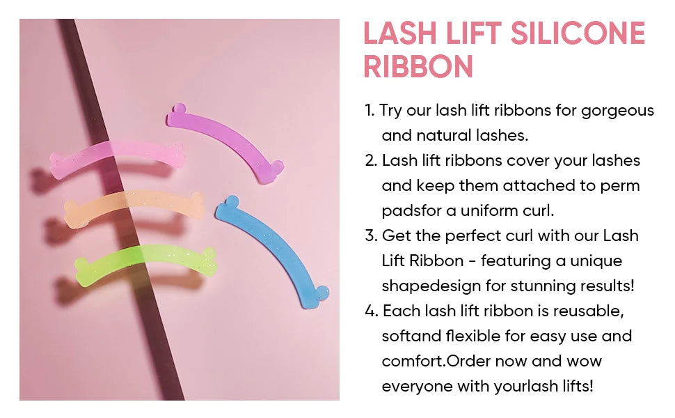 Lomansa 5 Color 10pc Silicone Eyelash Rods Softening Colorful Lash Lift Ribbon Perm Multi-Functional Eyelash Lifting Makeup Tool