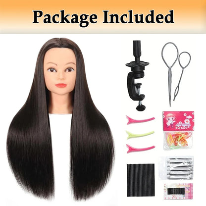 Realistic Mannequin Head With Synthetic Hair Versatile Beauty Training Aid For Hairstylist Makeup Practice Headdoll With Stand