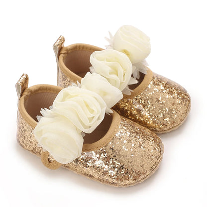 Baby Learning Walk Shoes, Elegant 3D Flower Infant Crib Shoes,Multi Style Soft Dress Footwear for Newborn Baby Girls 0-18Months