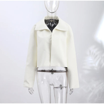 Street Pu Leather Women Jacket Elegant Long Sleeve Zippers Stand Collar Female Outwear 2026 Autumn Winter Chic Lady Coat