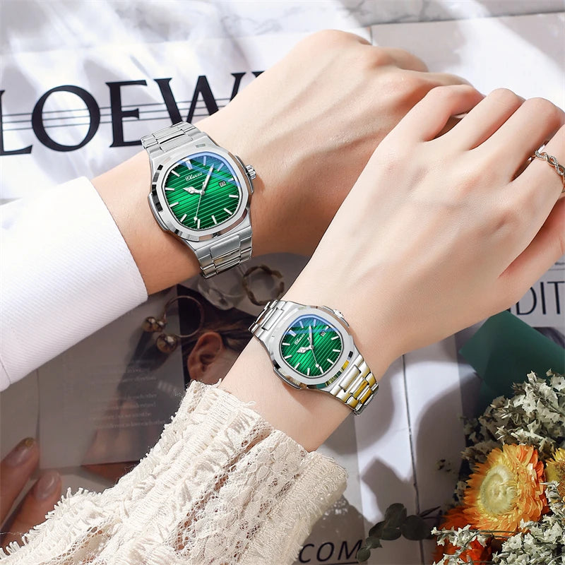 CHENXI 8222 Fashion Couple Quartz Watch Waterproof Night Light Date Stainless Steel Strap Casual Date Men's and Women's Watch