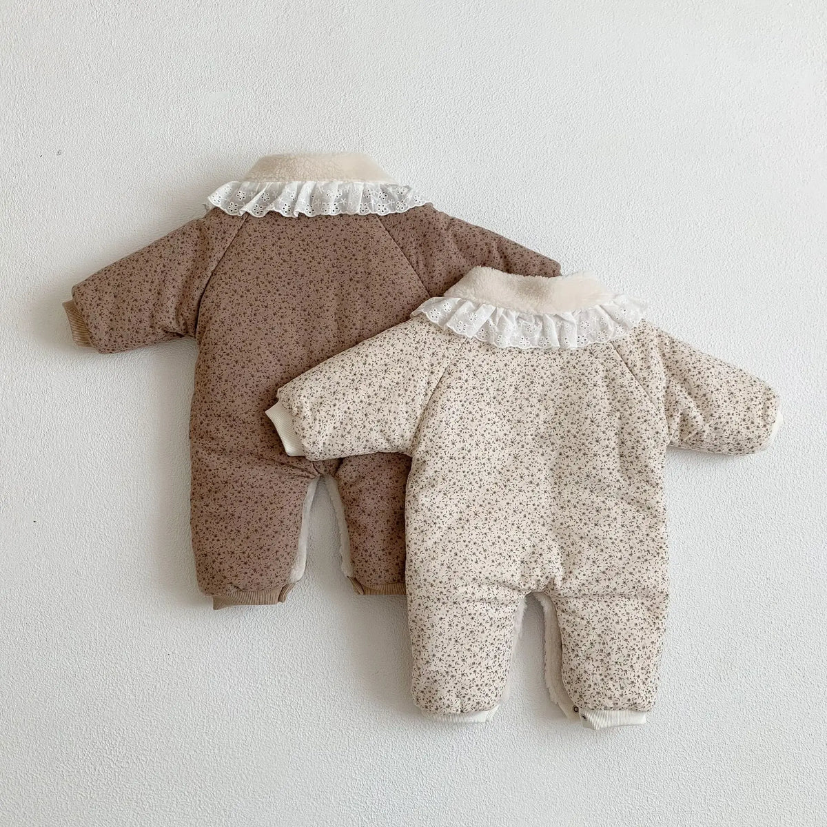 Korean Baby Cotton Jumpsuit Thickened Hooded Romper Plush Warm Autumn Winter Newborn Clothes Floral Princess Bodysuit Ropa Bebe