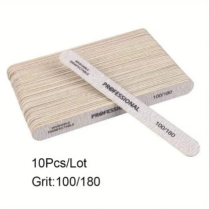 10/25/50Pcs Nail File 100/180/240 Wooden Sanding Buffer Block Pedicure Manicure UV Gel Nail Polish Pro Files Artificial tips