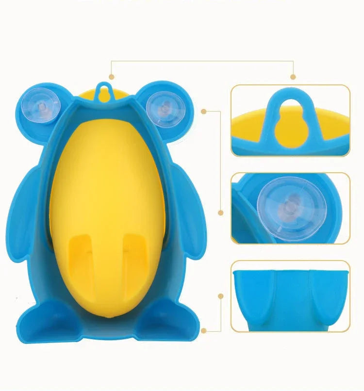 Boys Potty Training Urinal, Frog Design with Spinning Aim Target, Wall Mount Standing Pee Trainer for Toilet, Easy Clean