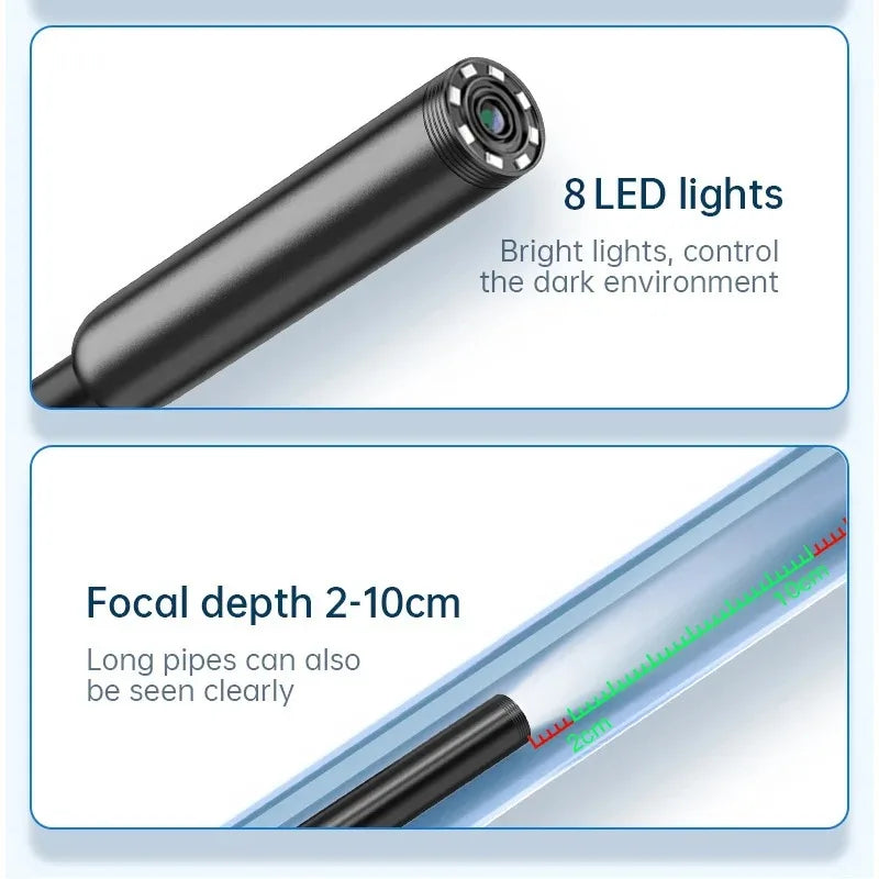 Endoscope Camera  Borescope with 8 LED Lights 8mm Inspection Camera for iOS System