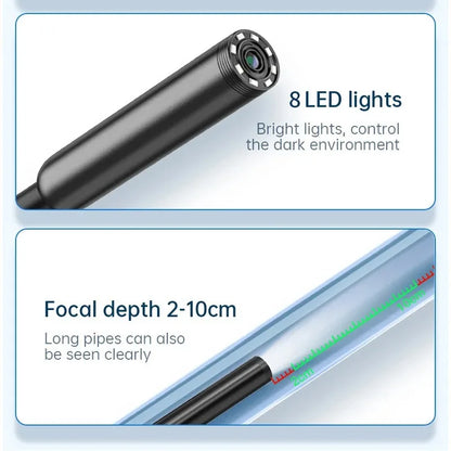 Endoscope Camera  Borescope with 8 LED Lights 8mm Inspection Camera for iOS System